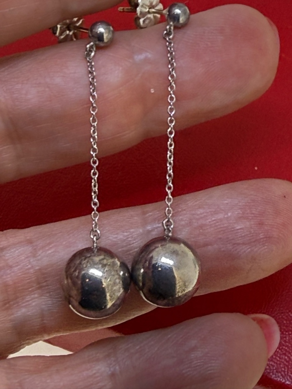 Authentic Tiffany & Co Silver Hardwear Bead Ball Drop Earrings  Dangle